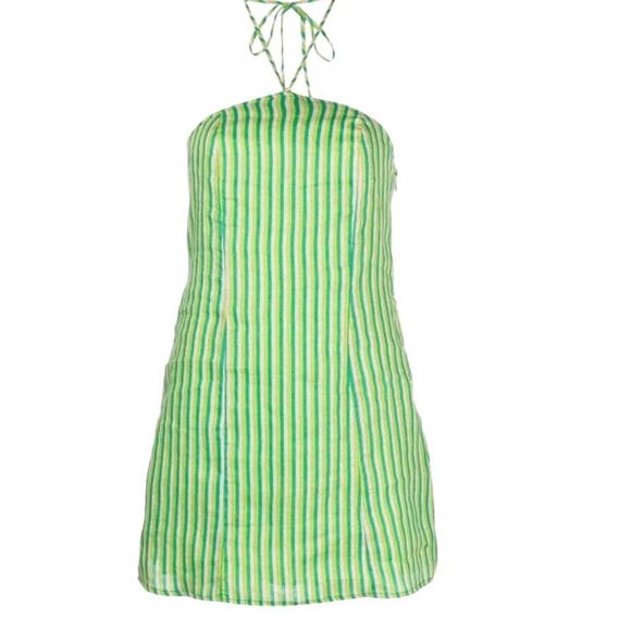 NWT Faithfulll the Brand Bau Bau stripe-print Mini Linen dress Size USA 8 - Picture 1 of 5